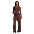 Color-Block Hooded Top And Straight Pants Set Aurélia