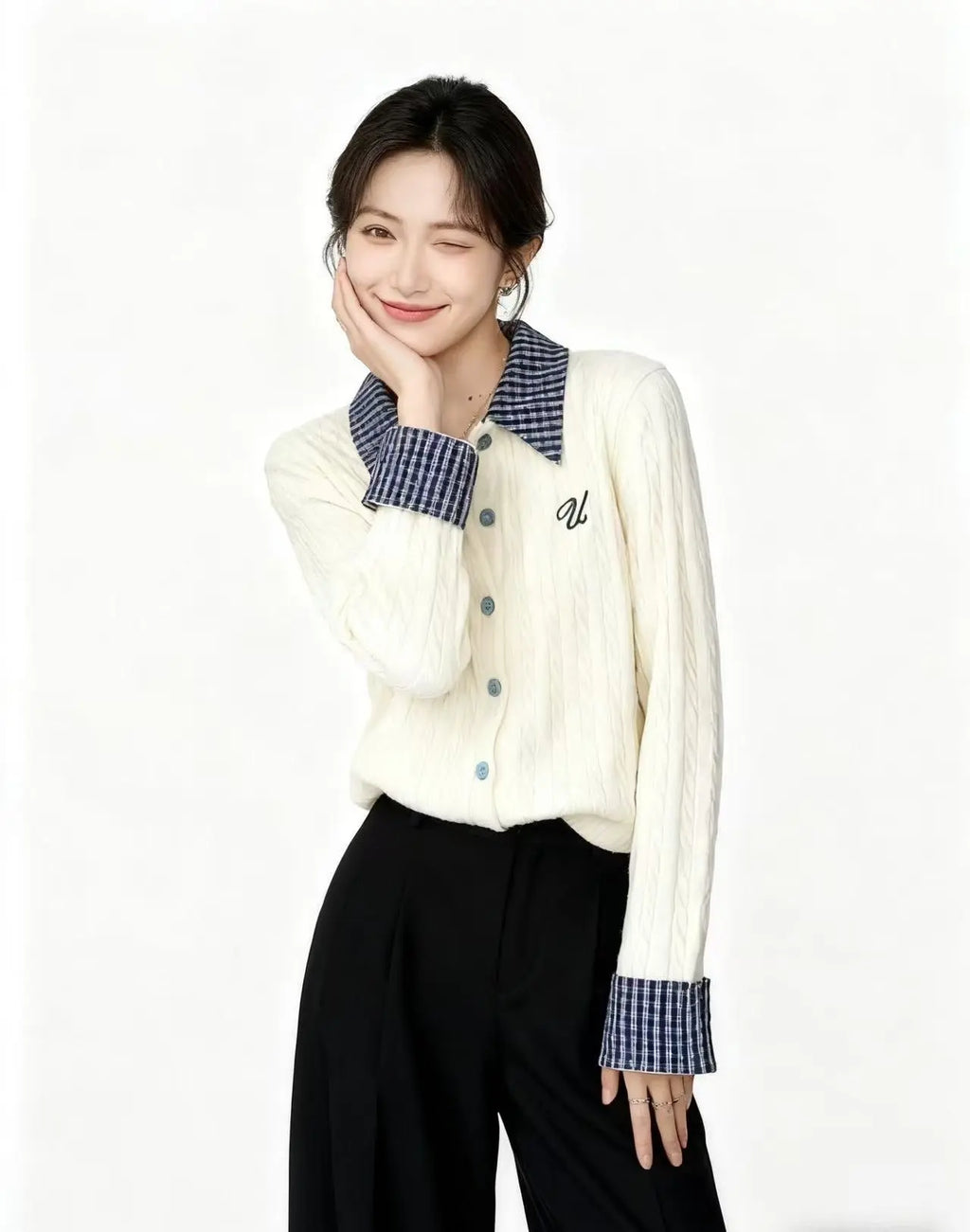 Plaid Knitted Sweater Aurélia