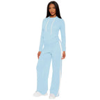 Color-Block Hooded Top And Straight Pants Set Aurélia