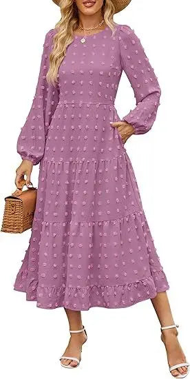 Round Neck Long Sleeve Dress Aurélia