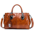 Vintage Oil Wax Premium Leather Luxury Women Travel Handbag