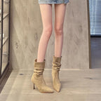 Versatile French Style Mid Calf Stiletto Boots Aurélia