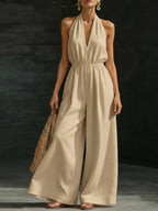 V-neck Halter Neck Jumpsuit For Women Aurélia