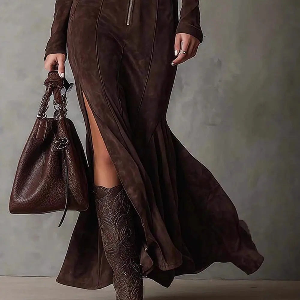 Cowboy Zip Up Split-Side Dress Aurélia