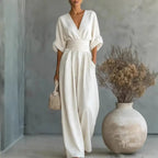 Waist-cinched V-neck Jumpsuit Aurélia