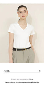 V-neck Short-sleeve Top -100% Cotton Aurélia
