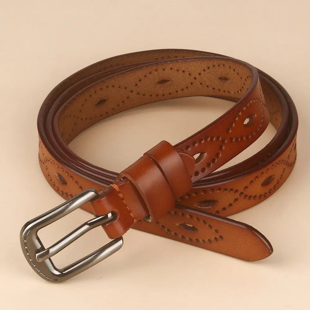 Vintage Hollow Belt Cowhide Leather Aurélia