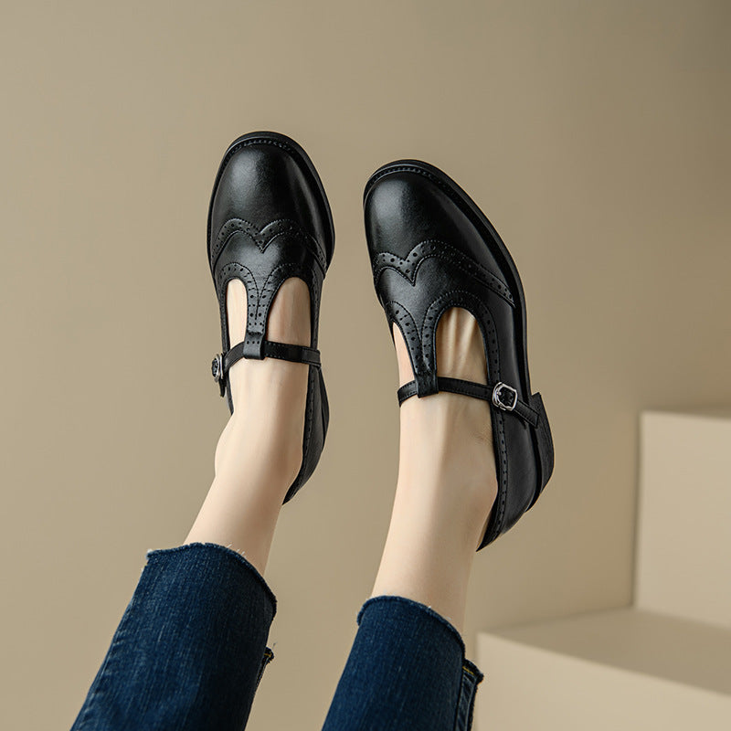 Retro Round Head T Shape Mary Jane Shoes Women Aurélia