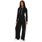 Color-Block Hooded Top And Straight Pants Set Aurélia