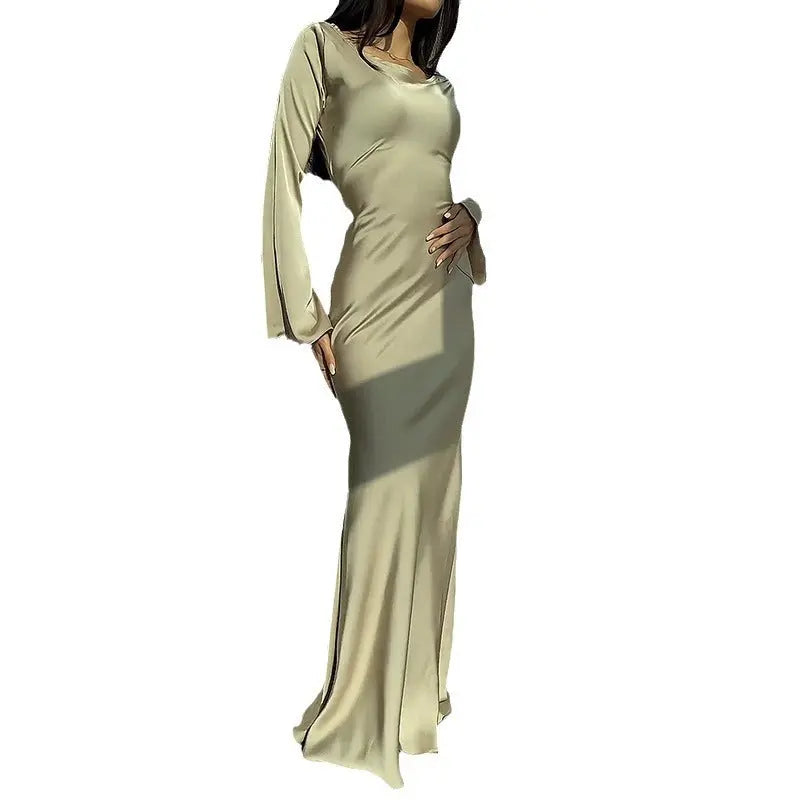Silky-feel Elegant Off-shouder Dress Aurélia
