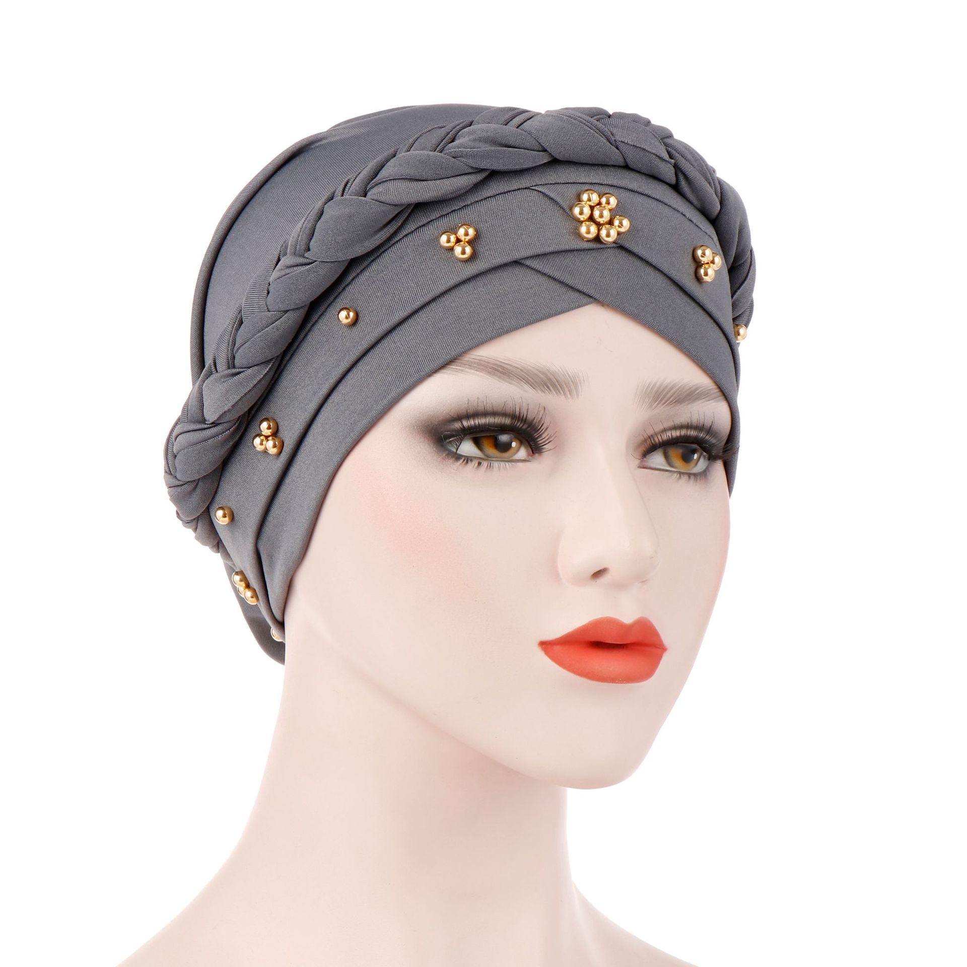 Milk silk Fascinator beaded Women turban