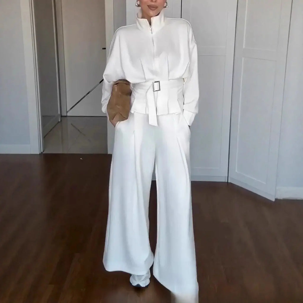 Zipper Jacket Wide-Leg Pants Suit Aurélia