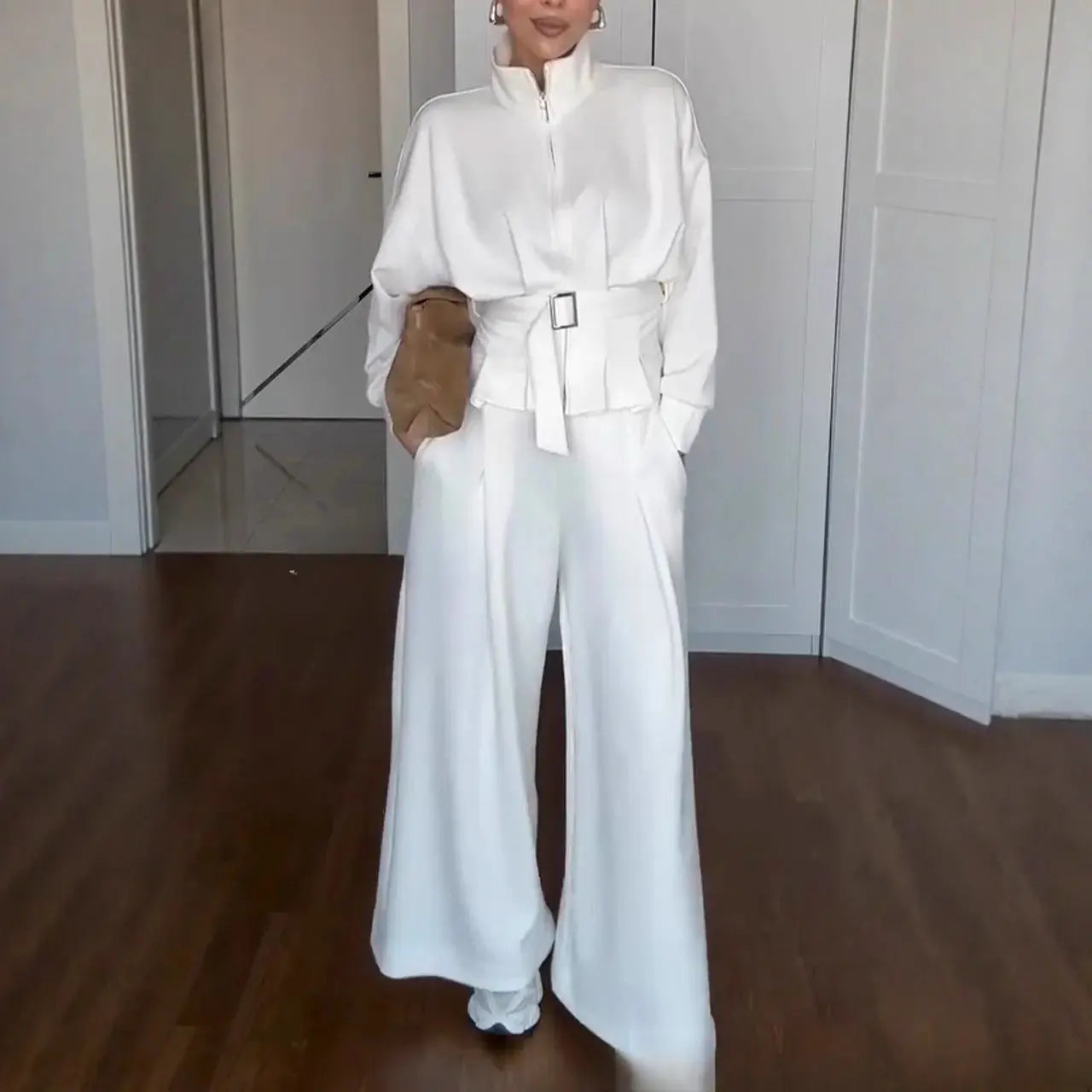 Zipper Jacket Wide-Leg Pants Suit Aurélia