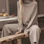 High Neck Sweater And Ankle Length Pant 2-pcs Suits Knitted Aurélia