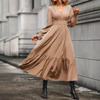 Lantern Long Sleeve V-neck Dress Aurélia