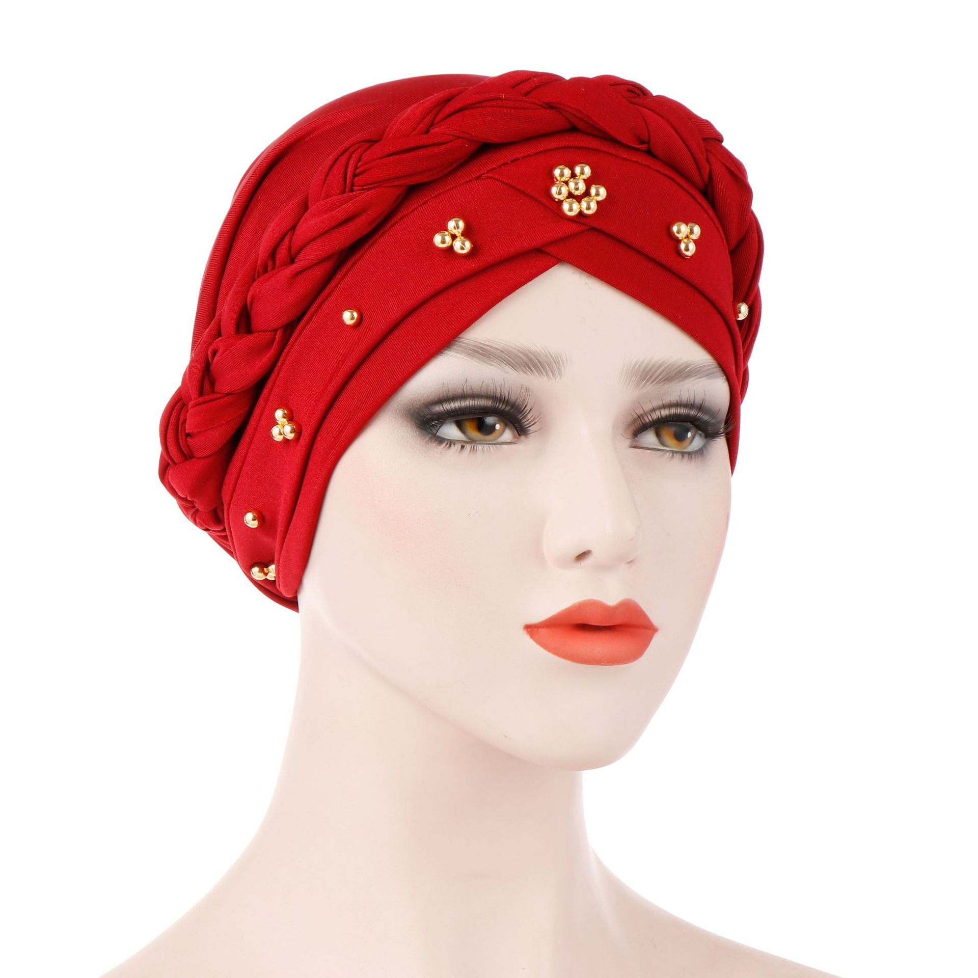 Milk silk Fascinator beaded Women turban