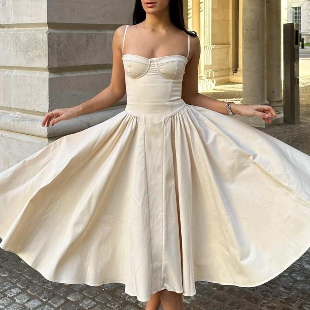Spicy Slip Dress With Waist-Cinching Design, Slimming Backless Style For Women Aurélia
