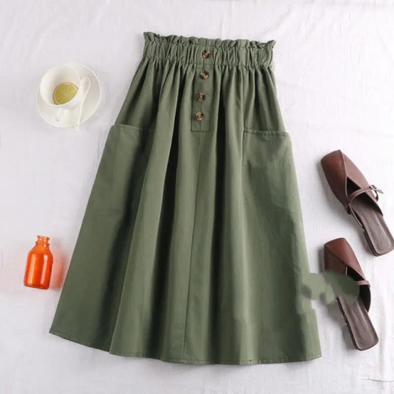 Cotton Linen Utility Skirt With Pockets Aurélia