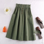 Cotton Linen Utility Skirt With Pockets Aurélia