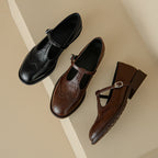 Retro Round Head T Shape Mary Jane Shoes Women Aurélia