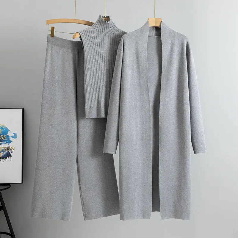 Knitted Vest Long Sweater And Wide-leg Pants 3pcs Suits Aurélia