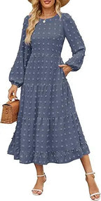 Round Neck Long Sleeve Dress Aurélia
