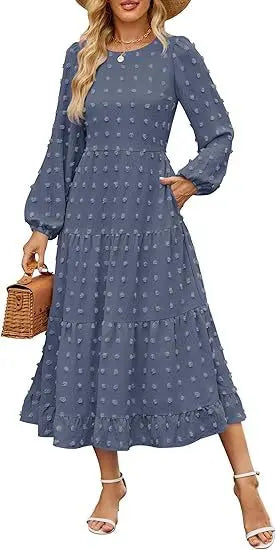 Round Neck Long Sleeve Dress Aurélia