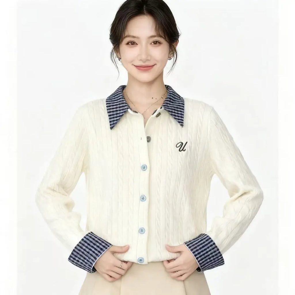 Plaid Knitted Sweater Aurélia