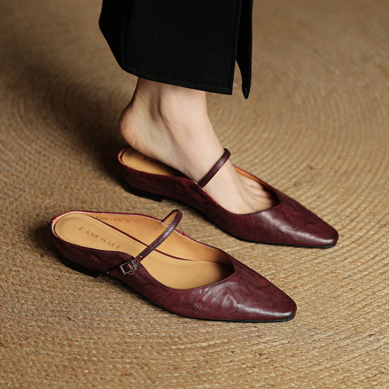 Women's Closed Toe Cowhide Summer Slippers Aurélia