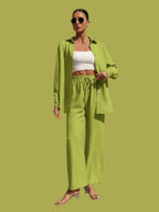 Extra Light Summer Long Sleeve Shirt And Straight Pants Set Aurélia
