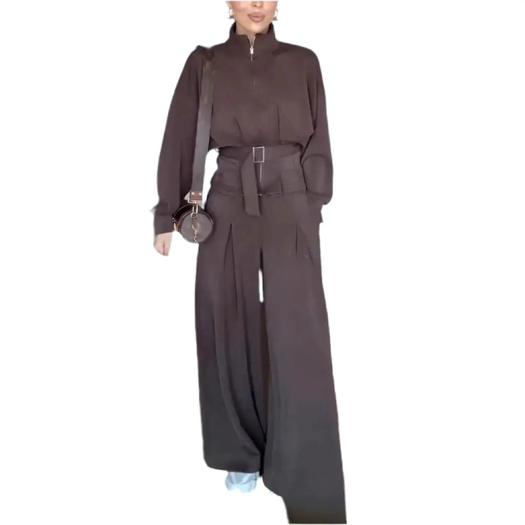 Zipper Jacket Wide-Leg Pants Suit Aurélia