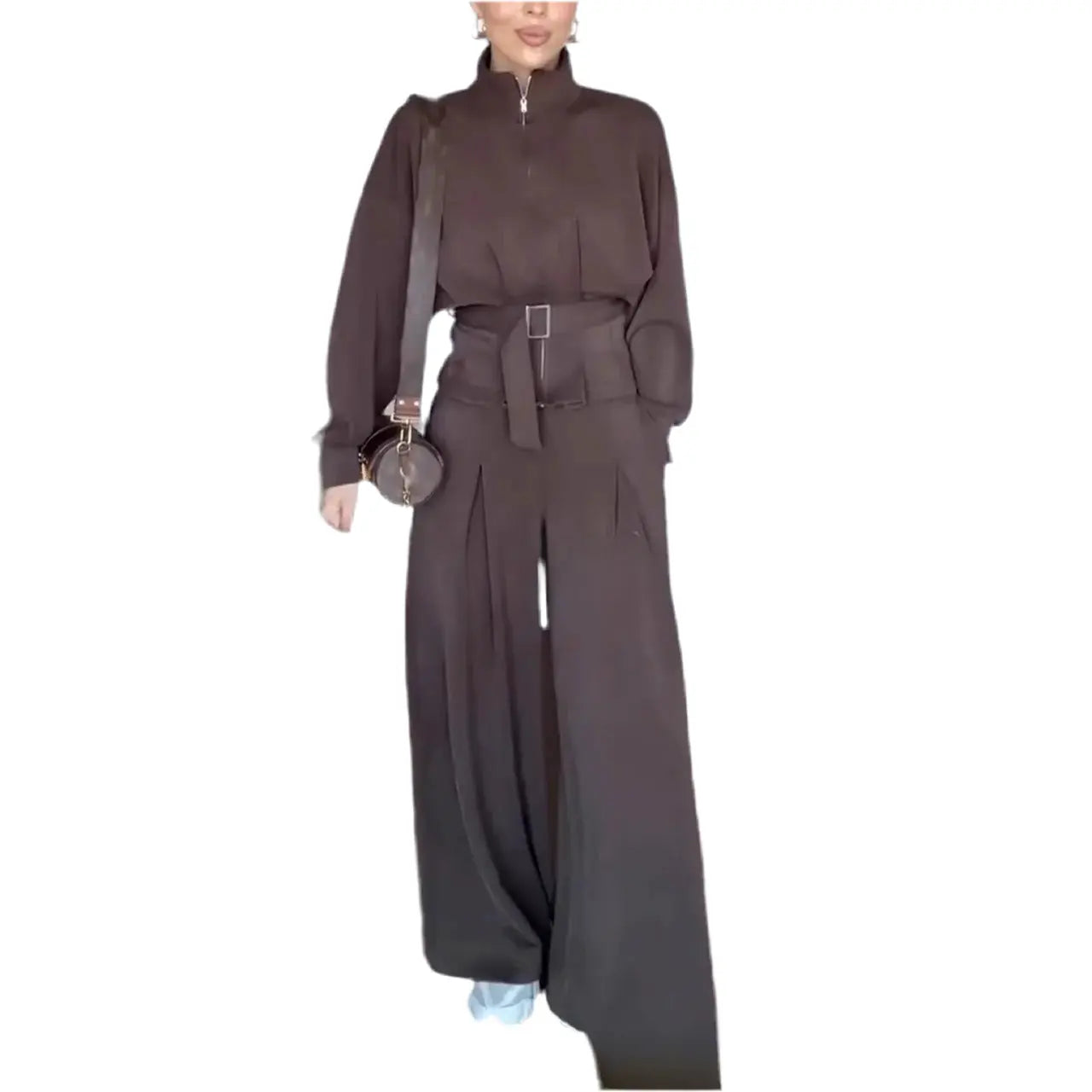 Zipper Jacket Wide-Leg Pants Suit Aurélia