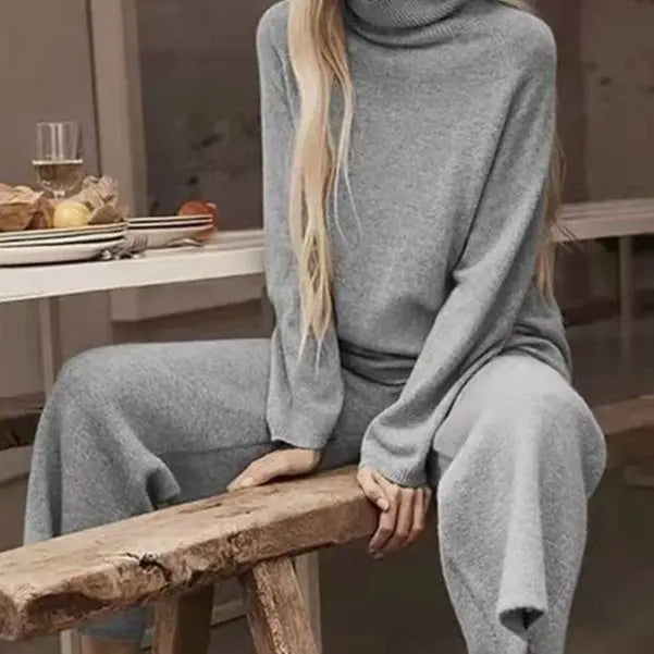 High Neck Sweater And Ankle Length Pant 2-pcs Suits Knitted Aurélia