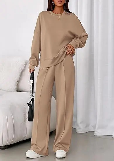 Long-sleeve And Straight Leg Pants Set Aurélia