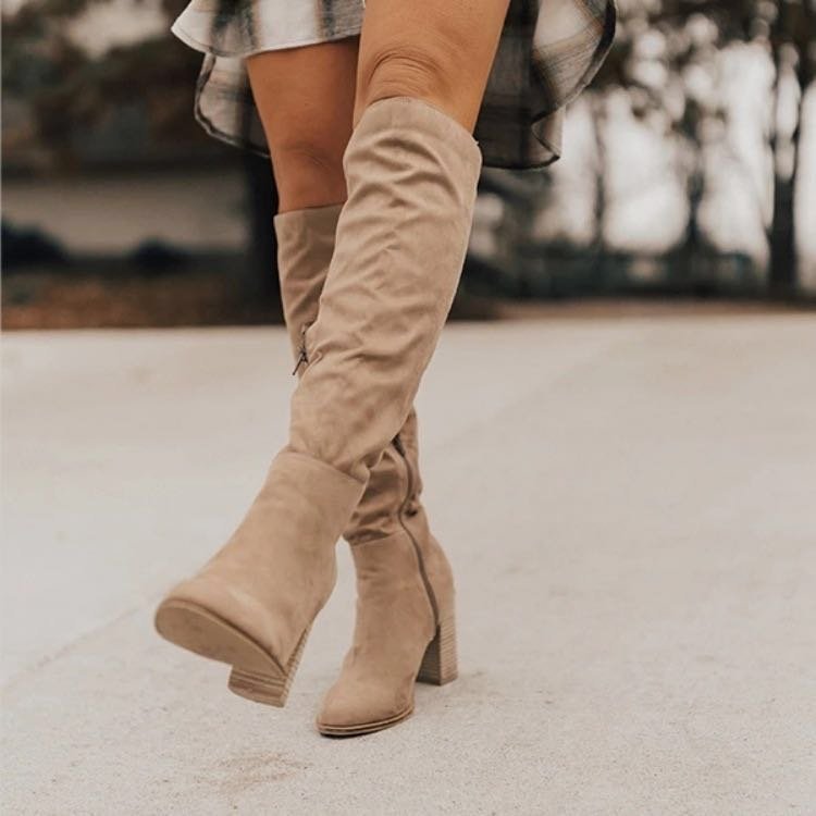 High-heeled Thigh-high Boots With A Side Zipper For Women Aurélia