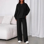 Long-sleeve And Straight Leg Pants Set Aurélia