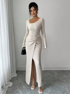 Knitted Texture Long Sleeve Dress Aurélia