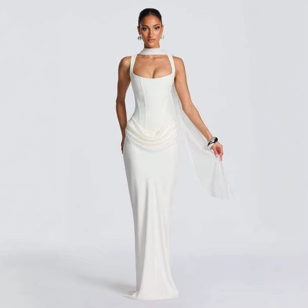 Women's Strapless Sleeveless Sheath Maxi Dress Aurélia