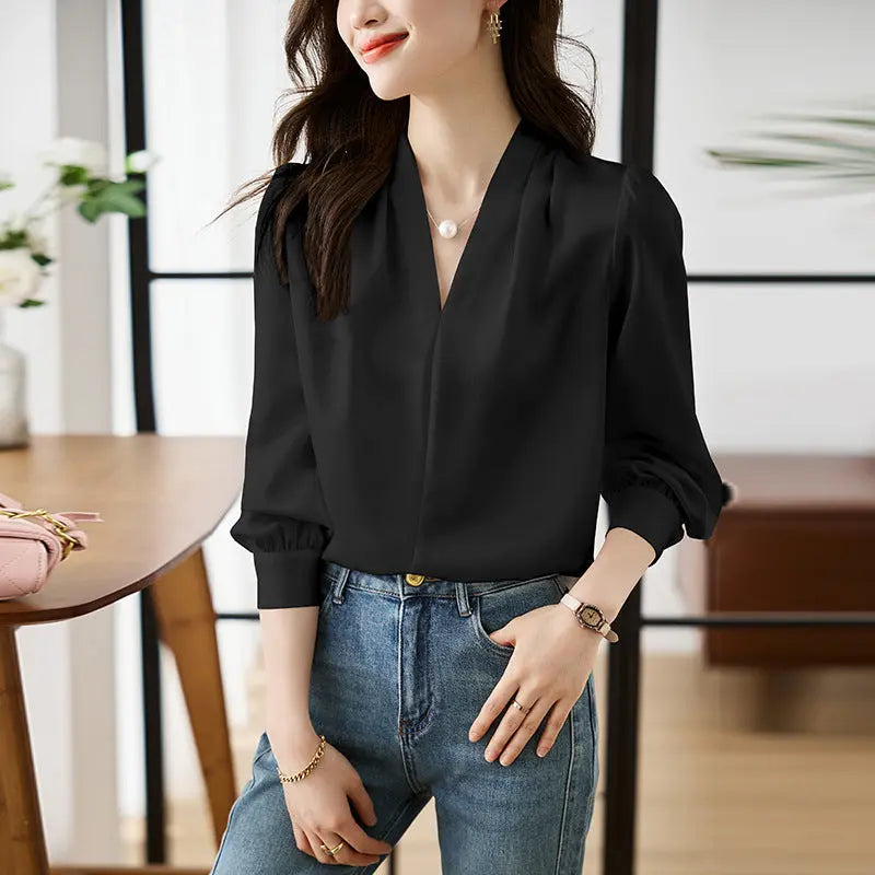 Chiffon V-neck Blouse Aurélia