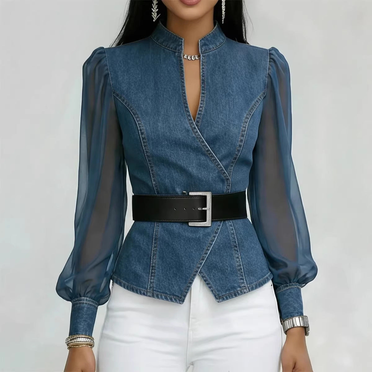 Denim Wrap Top Aurélia