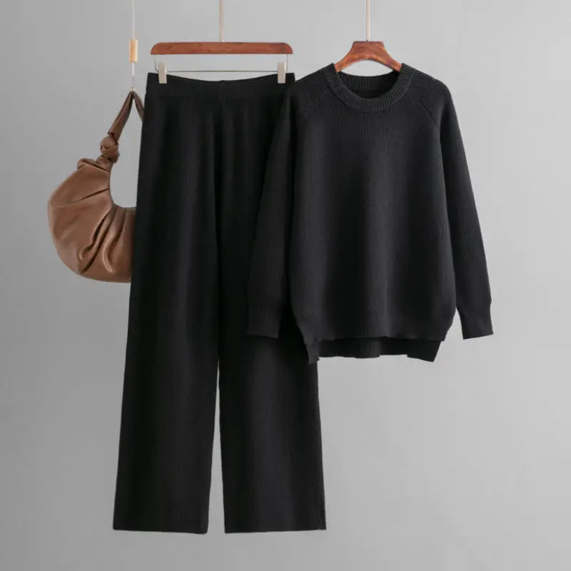 Knit Long Sleeves Top Wide-leg Pants 2pcs Sets Aurélia