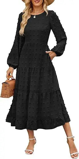 Round Neck Long Sleeve Dress Aurélia