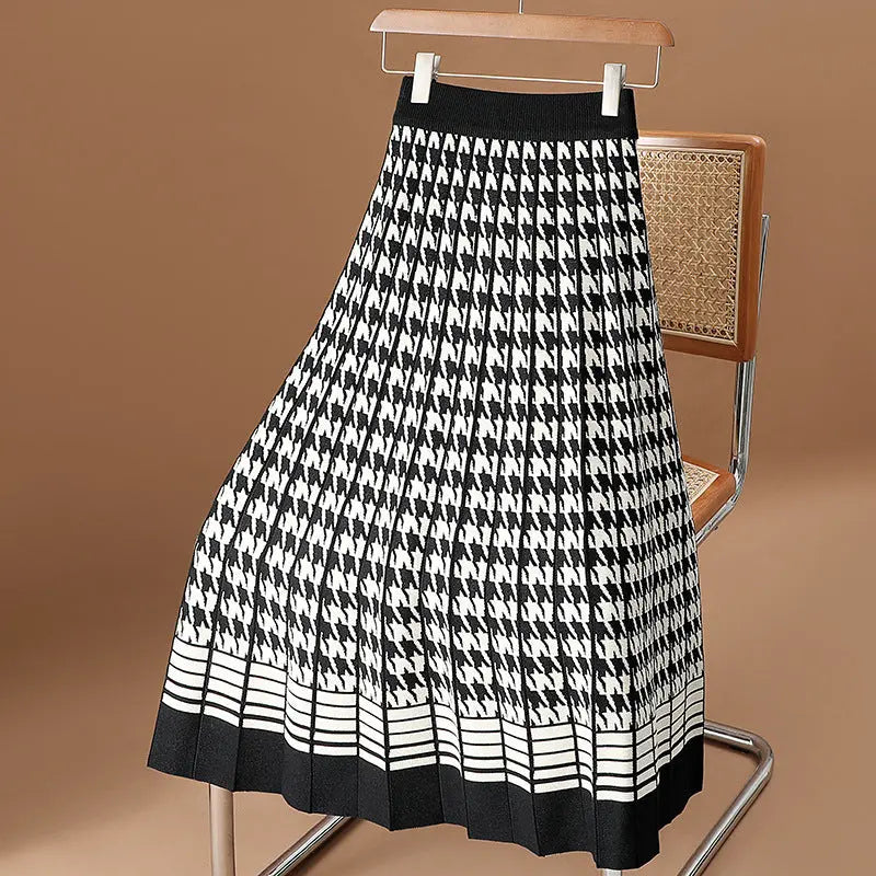 Houndstooth Knit Skirt Aurélia