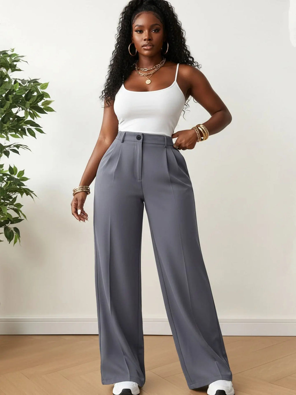 American-style Versatile  Draping Straight-leg Pants Aurélia