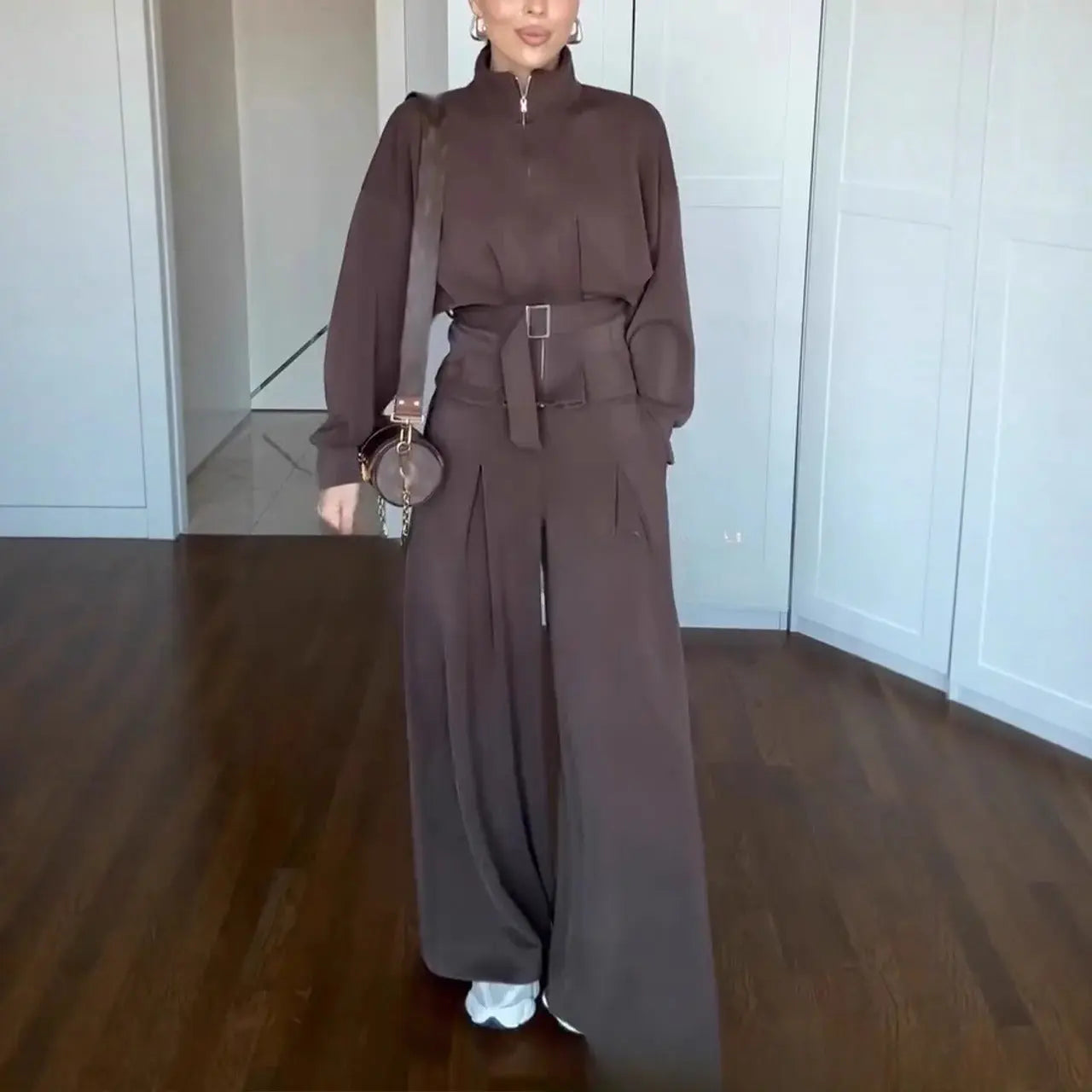 Zipper Jacket Wide-Leg Pants Suit Aurélia