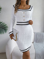 Square Neck Long Sleeve Sweater Dress Aurélia