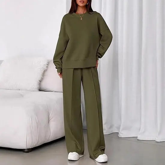 Long-sleeve And Straight Leg Pants Set Aurélia