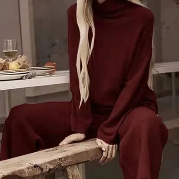 High Neck Sweater And Ankle Length Pant 2-pcs Suits Knitted Aurélia