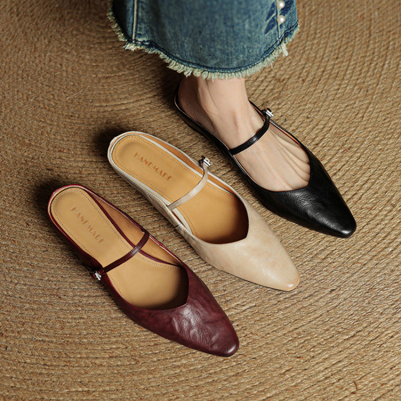 Women's Closed Toe Cowhide Summer Slippers Aurélia