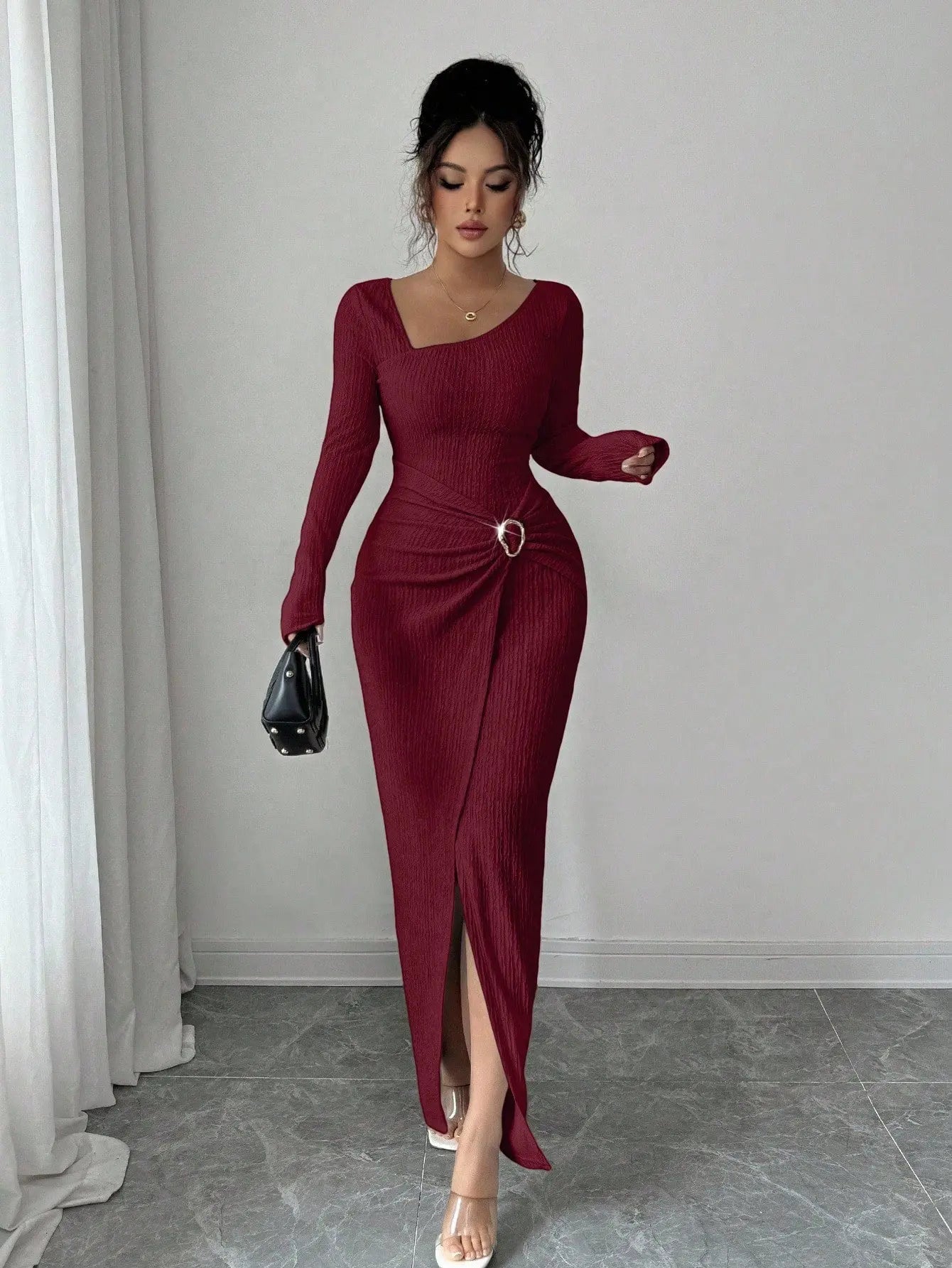 Knitted Texture Long Sleeve Dress Aurélia